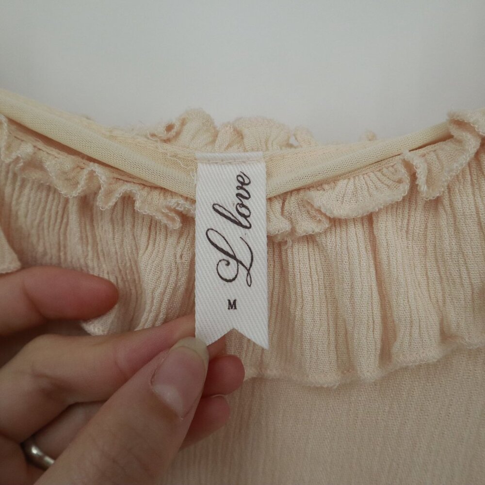 L Love Maxi Dress‎ Womens M Peach Fairycore Cottagecore Boho Romantic Ethereal - Picture 2 of 16